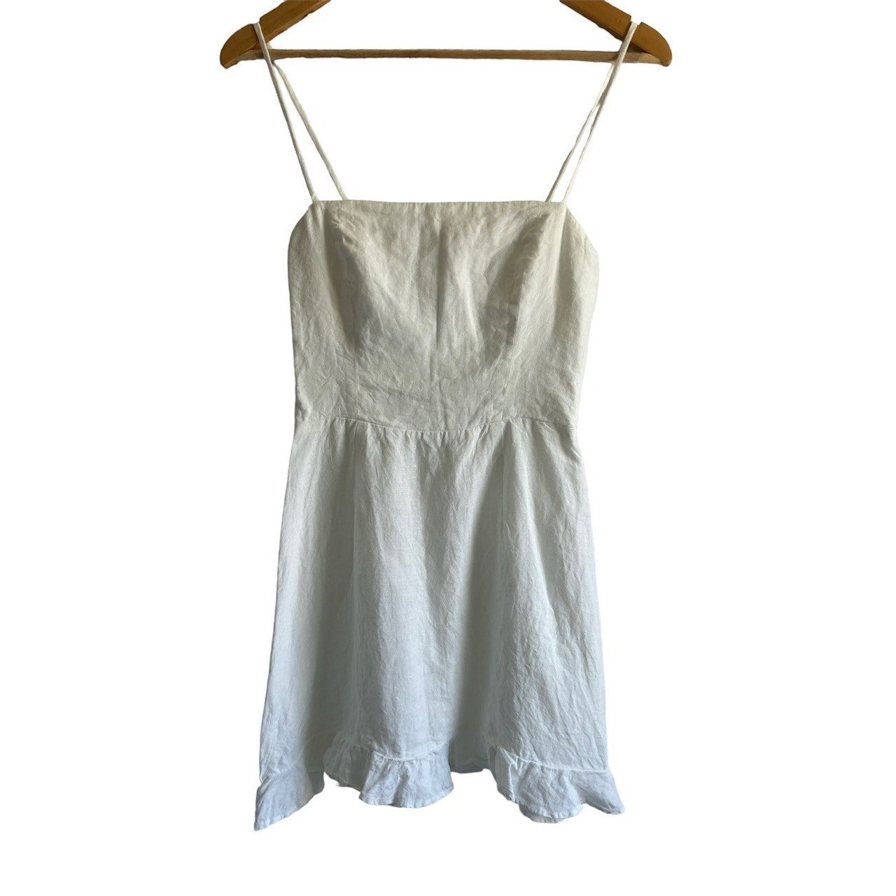Reformation Women’s Size 2 100% Linen Kiernan Mini Ruffle Hem Dress