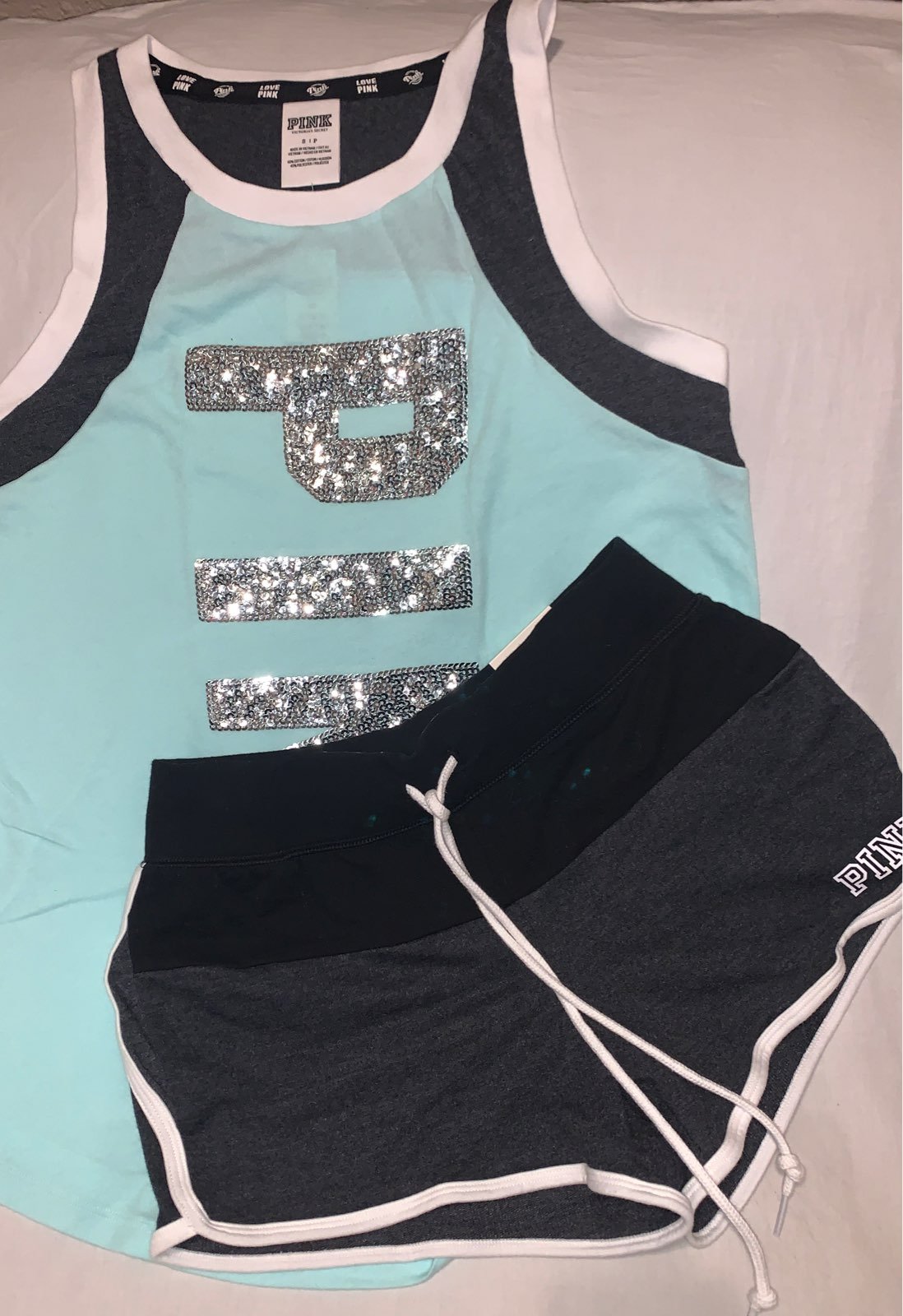 Pink S bling tank & shorts