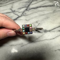 Vintage Sterling Silver Gemstone Bracelet Bangle