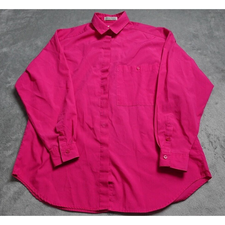 Diane von Furstenberg Shirt Women's Small Fuschia Pink Longsleeve Collared!