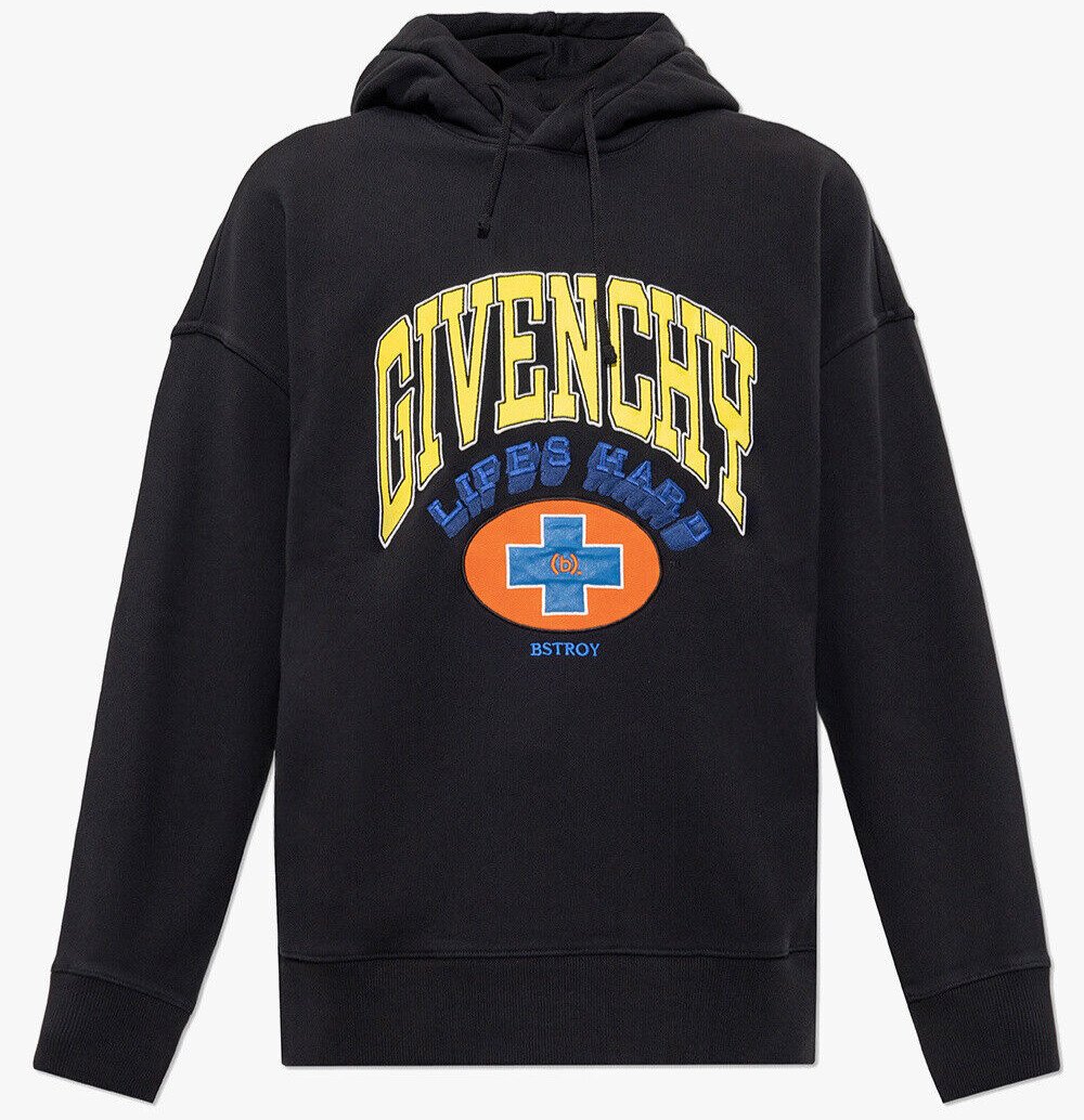 Givenchy Men's Large BSTROY Global Peace Black Pullover Hoodie Hooded Sweatshirt
