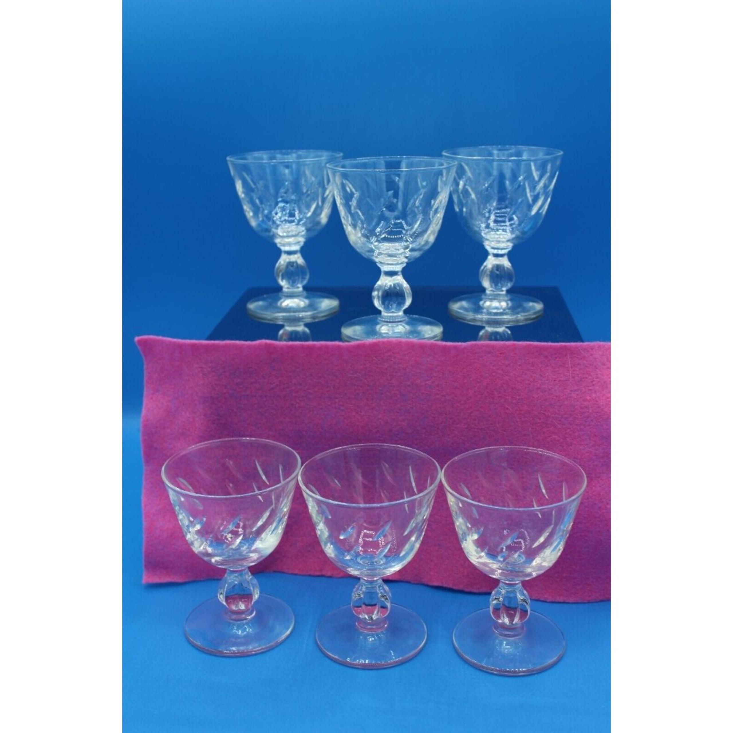 Libbey COLONIAL HERITAGE Cocktail Glasses Set of 6 Cut Diagonal Lines Clear 4 in