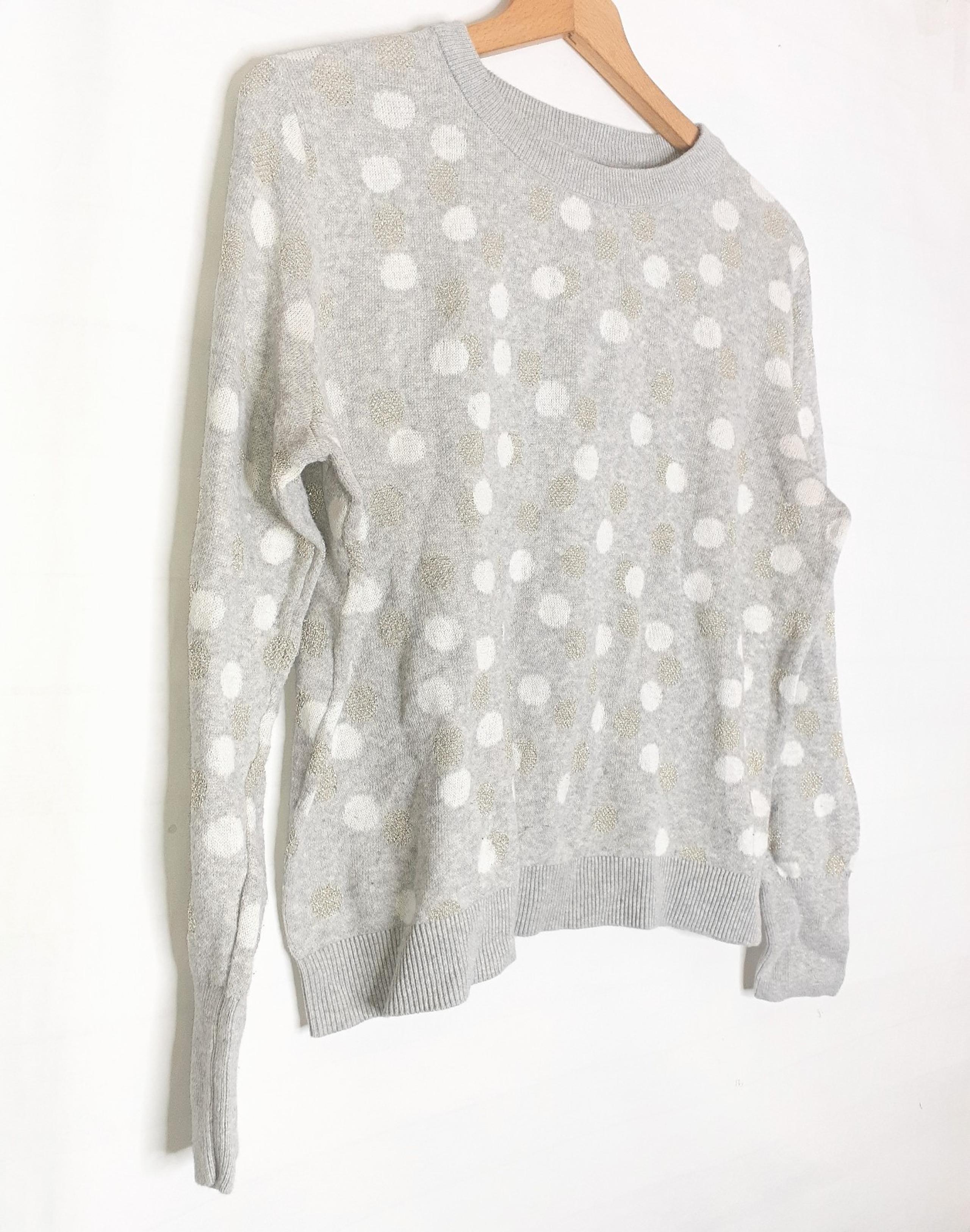 A New Day XL Gray Polka Dot Glitter Sweater Crew Neck Women's Cozy Long Sleeve