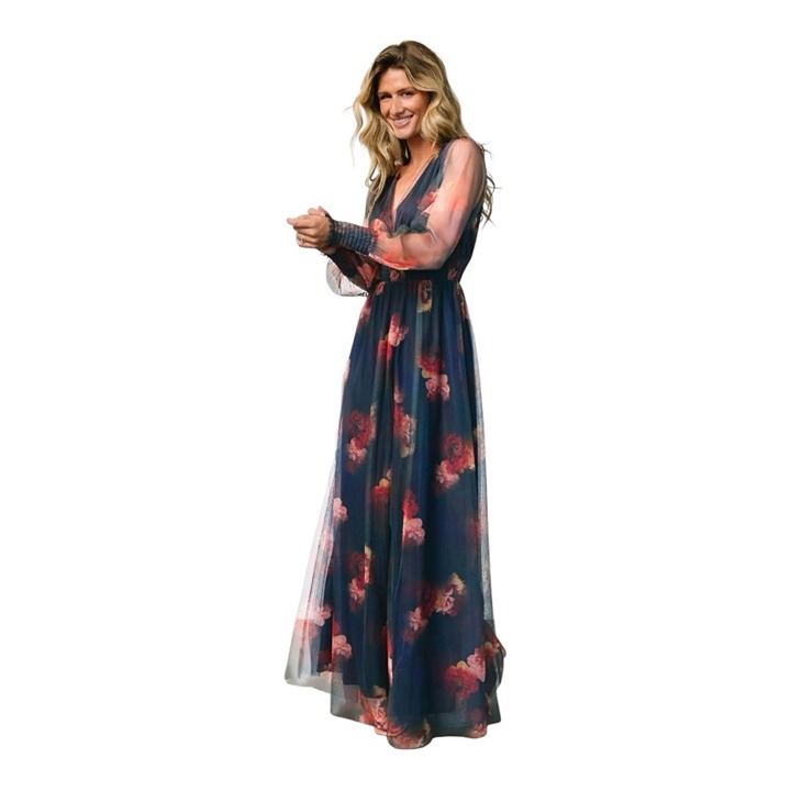 Baltic Born Layla Tulle Maxi Dress Topaz Ombre Floral Size 3XL