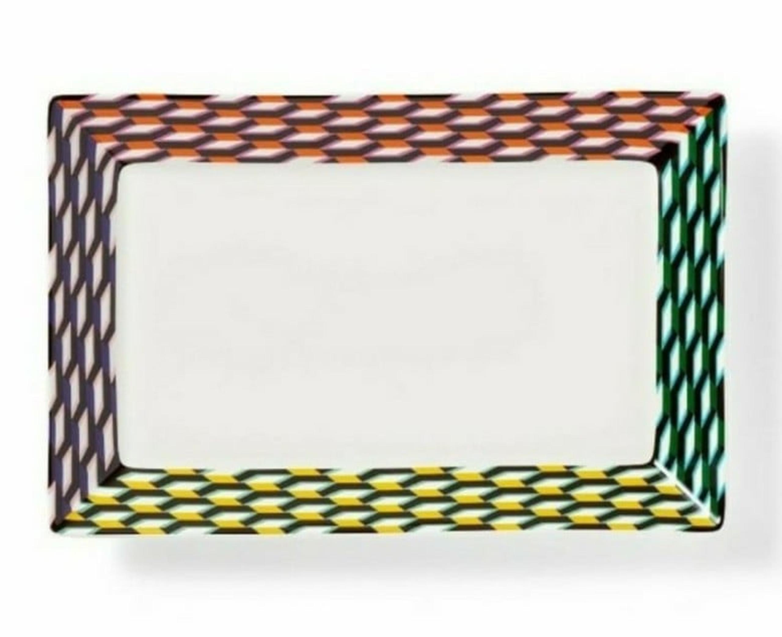 DVF Arrow Geo Cherry Tomato/Green/Purple/Yellow Stoneware Rectangle Serving Tray