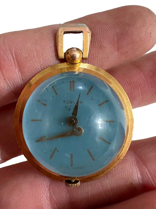 Ladies necklace watch TURLER Ball SWISS MADE 17 Jewels Running Rare