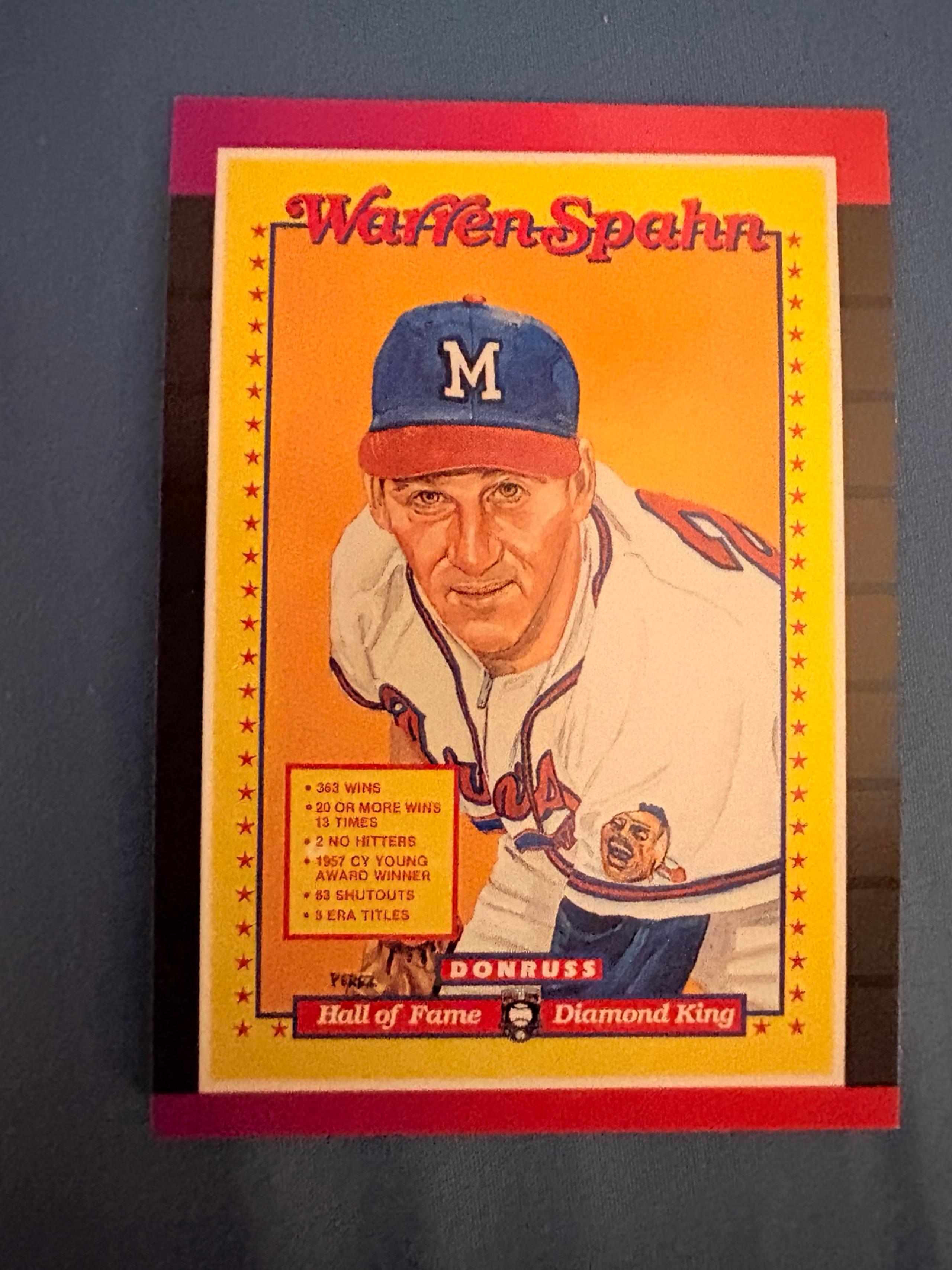 Warren Spahn Donruss 1989 Hall of Fame / Diamond King Baseball Trading Card