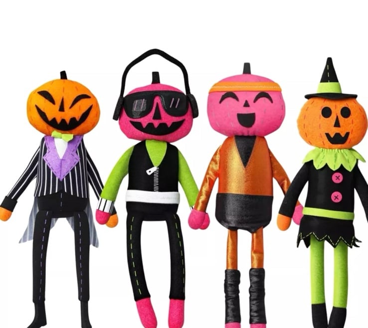 Hyde and EEK 2024 Halloween Felt Pumpkin Figurines Headphones workout Witch NEON