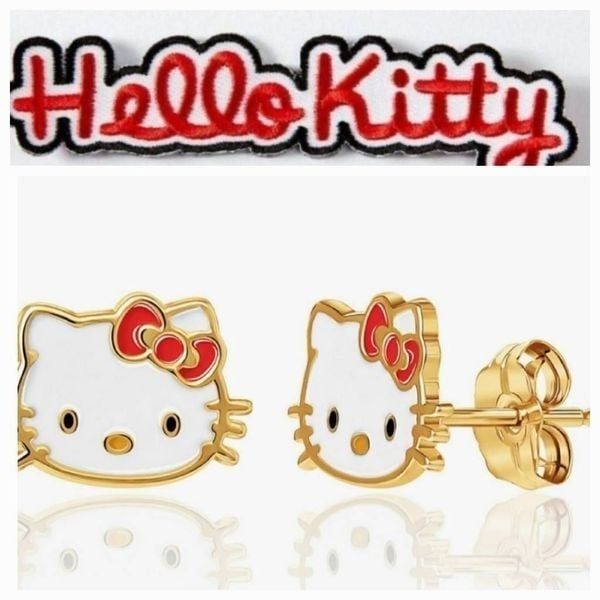 Hello Kitty By Sanrio Stering Silver Enameled Face Stud Earrings