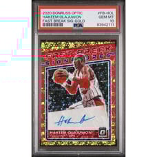 2020-21 Panini Donruss Optic Fast Break Gold Hakeem Olajuwon AUTO /10 PSA 10