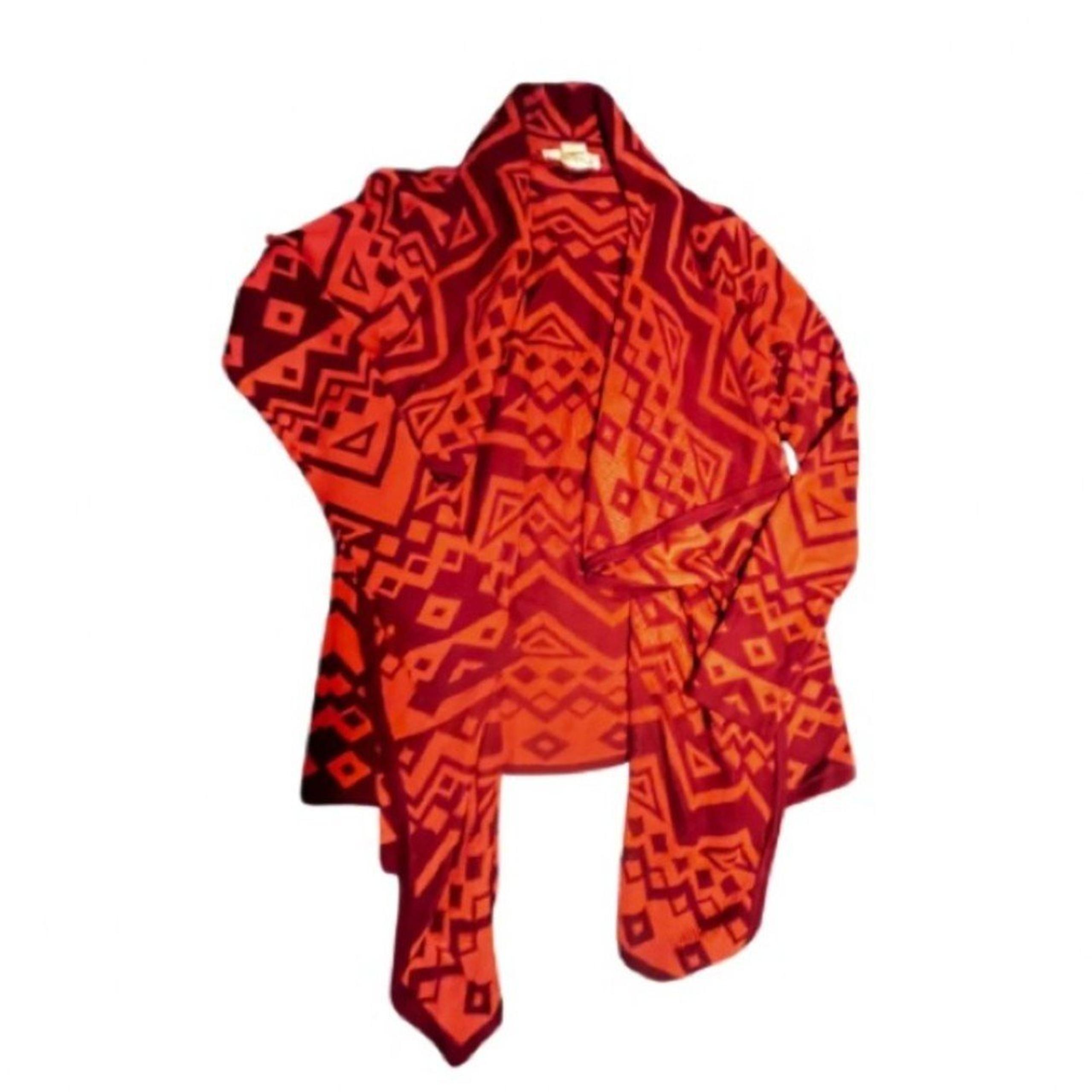 Staring at Stars Women’s Cardigan Sweater Orange Tribal Print Size Medium