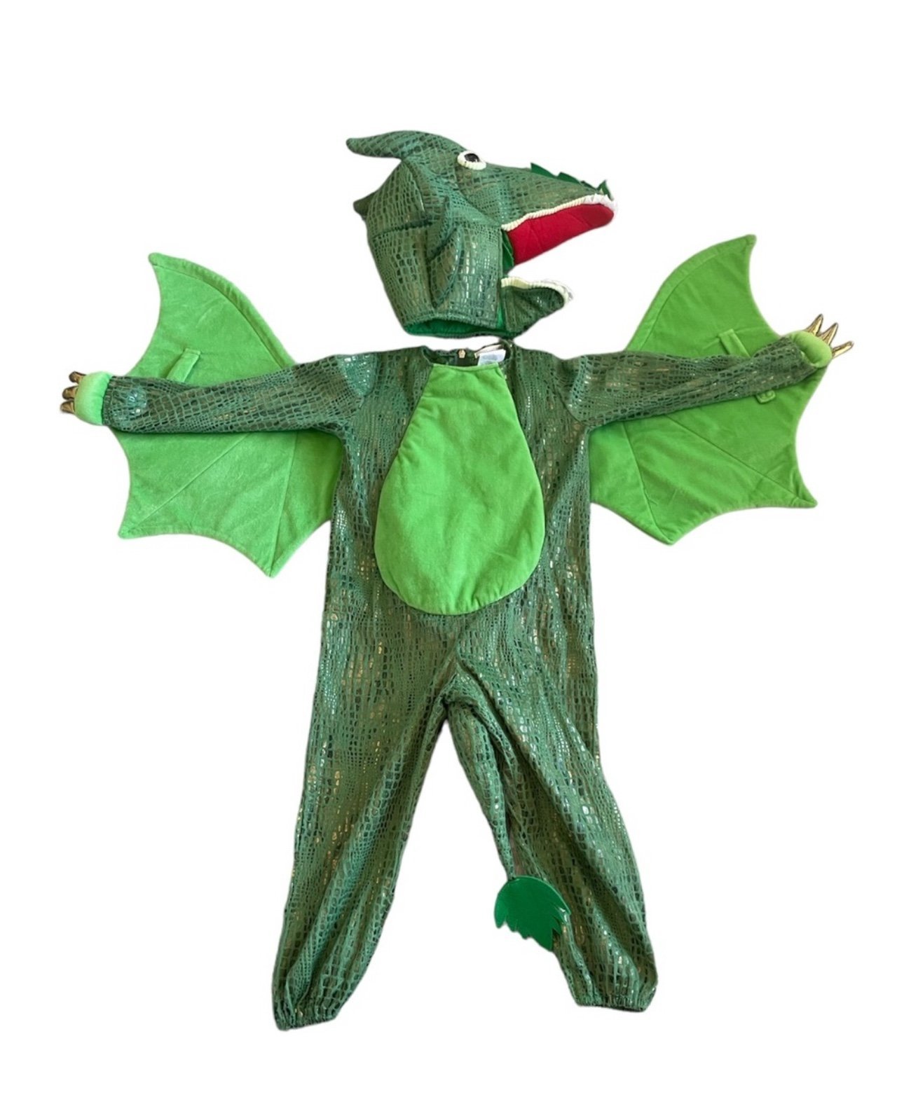POTTERY BARN KIDS Plush Green Dragon Toddler With Wings Halloween Costume 3T