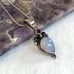 Sterling Silver 925 Lavender Chalcedony & Garnet Pendant Necklace 20 Chain