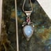 Sterling Silver 925 Lavender Chalcedony & Garnet Pendant Necklace 20 Chain