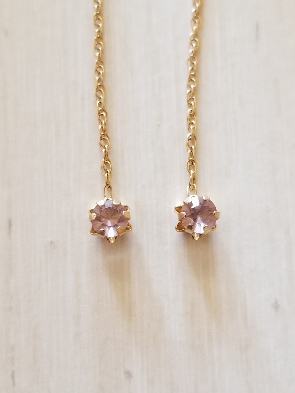 10K Gold CZ Threader Earrings