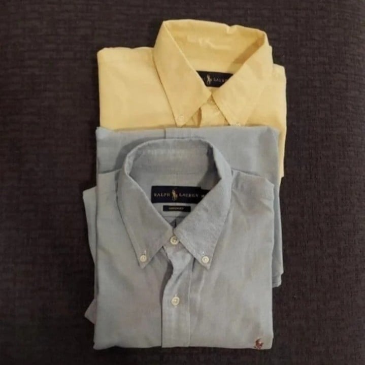 RALPH LAUREN POLO BUNDLE OF 2 MEN'S CUSTOM & CLASSIC DRESS SHIRTS MED EUC!