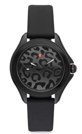 Michele Cheetah Animal Print Black Silicone Watch Mww27e000032