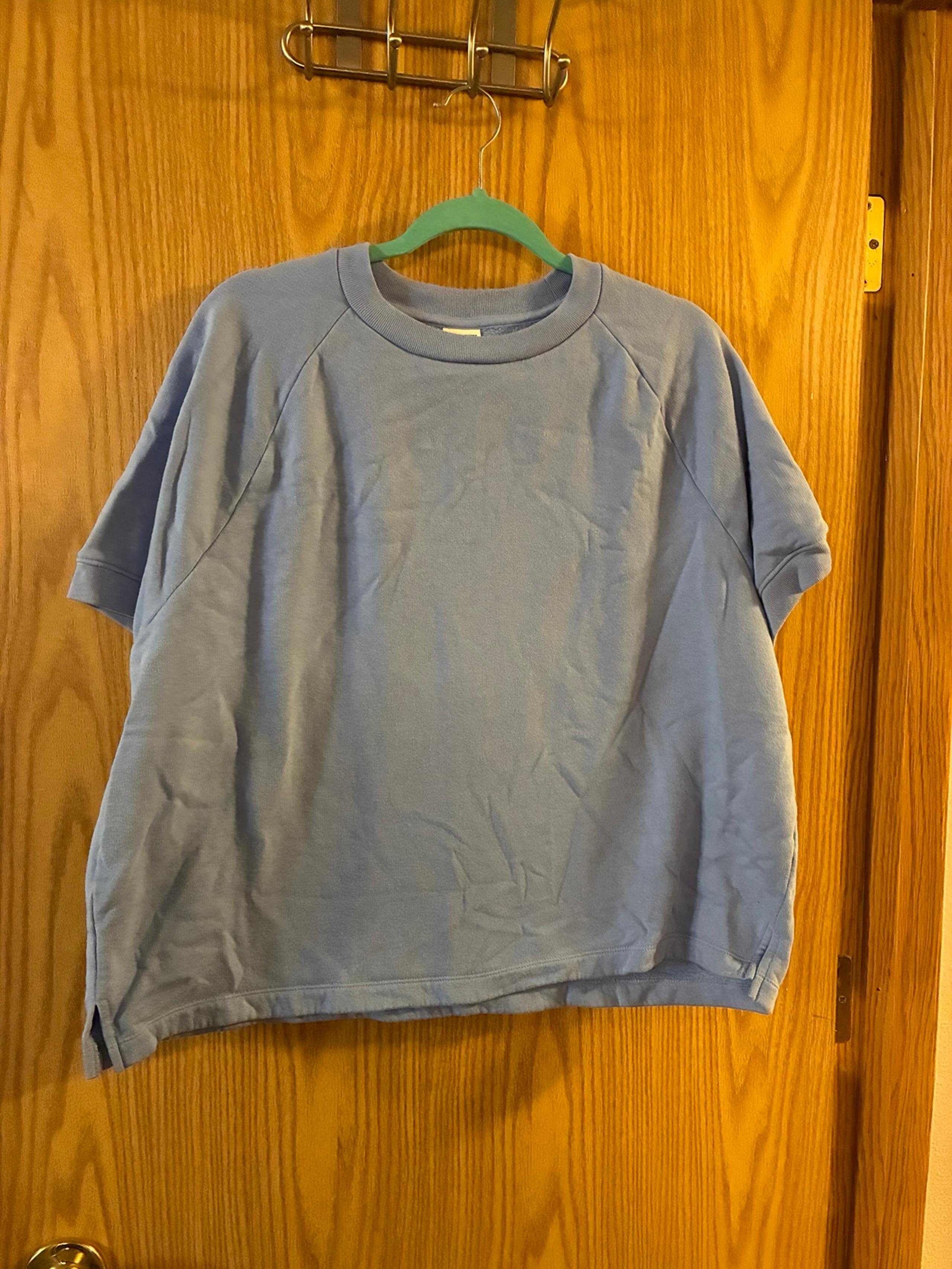 Pink Victoria’s Secret Blue Short Sleeve Sweatshirt XL