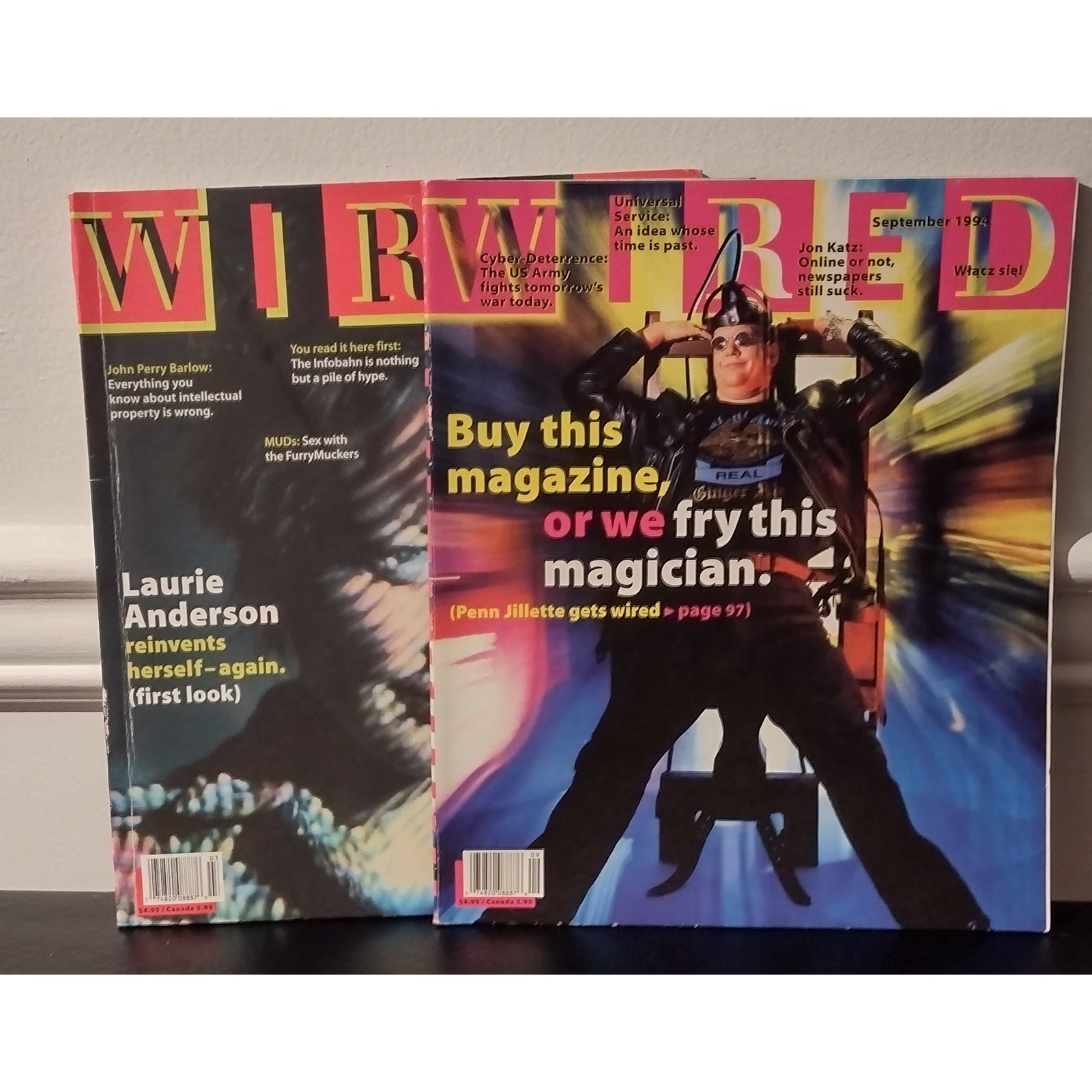 Vintage 90s WIRED Magazine Lot Penn Jillette Laurie Anderson MUDs Jeff Berg 94