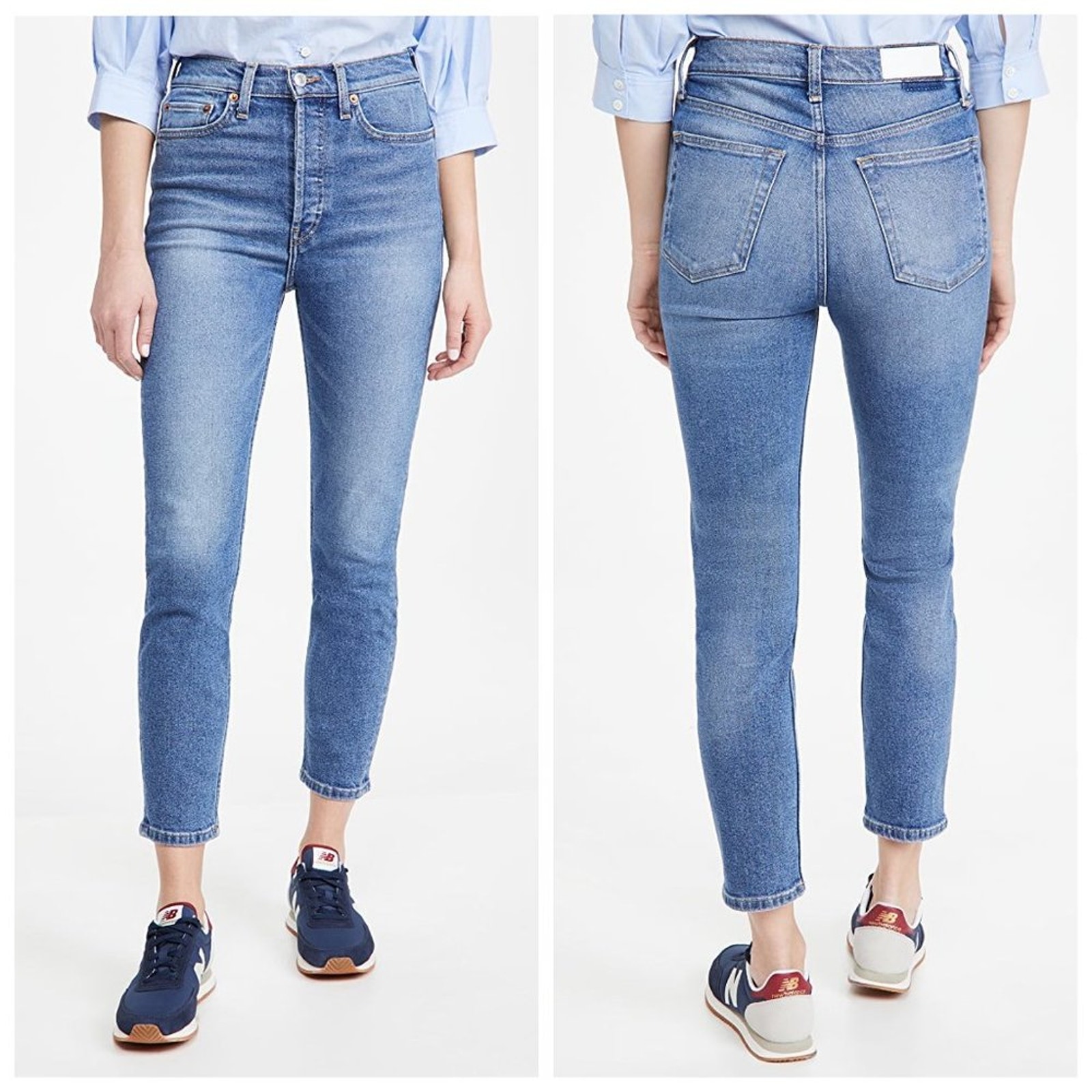 NEW Re/Done 90's High Rise Ankle Crop Jeans in Aged Indigo