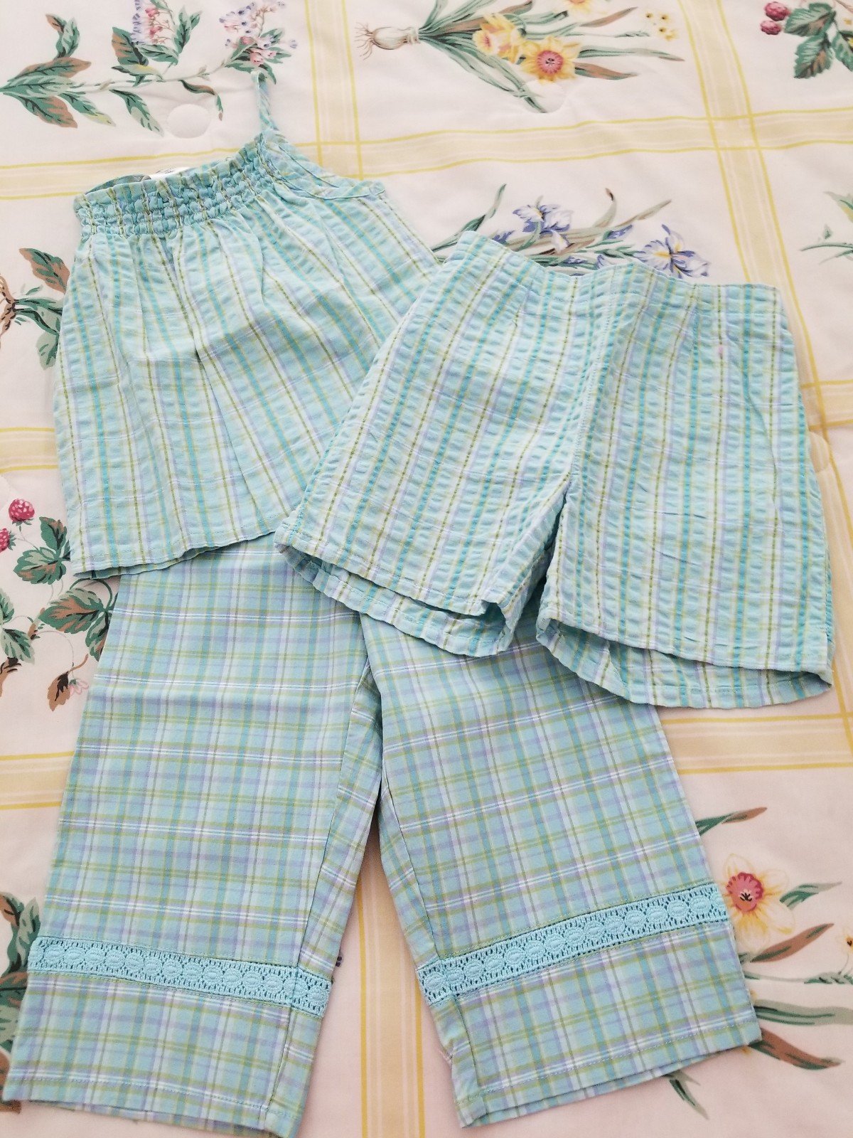 Vintage NWT Oshkosh Girls 3-piece Green Plaid Outfit Set