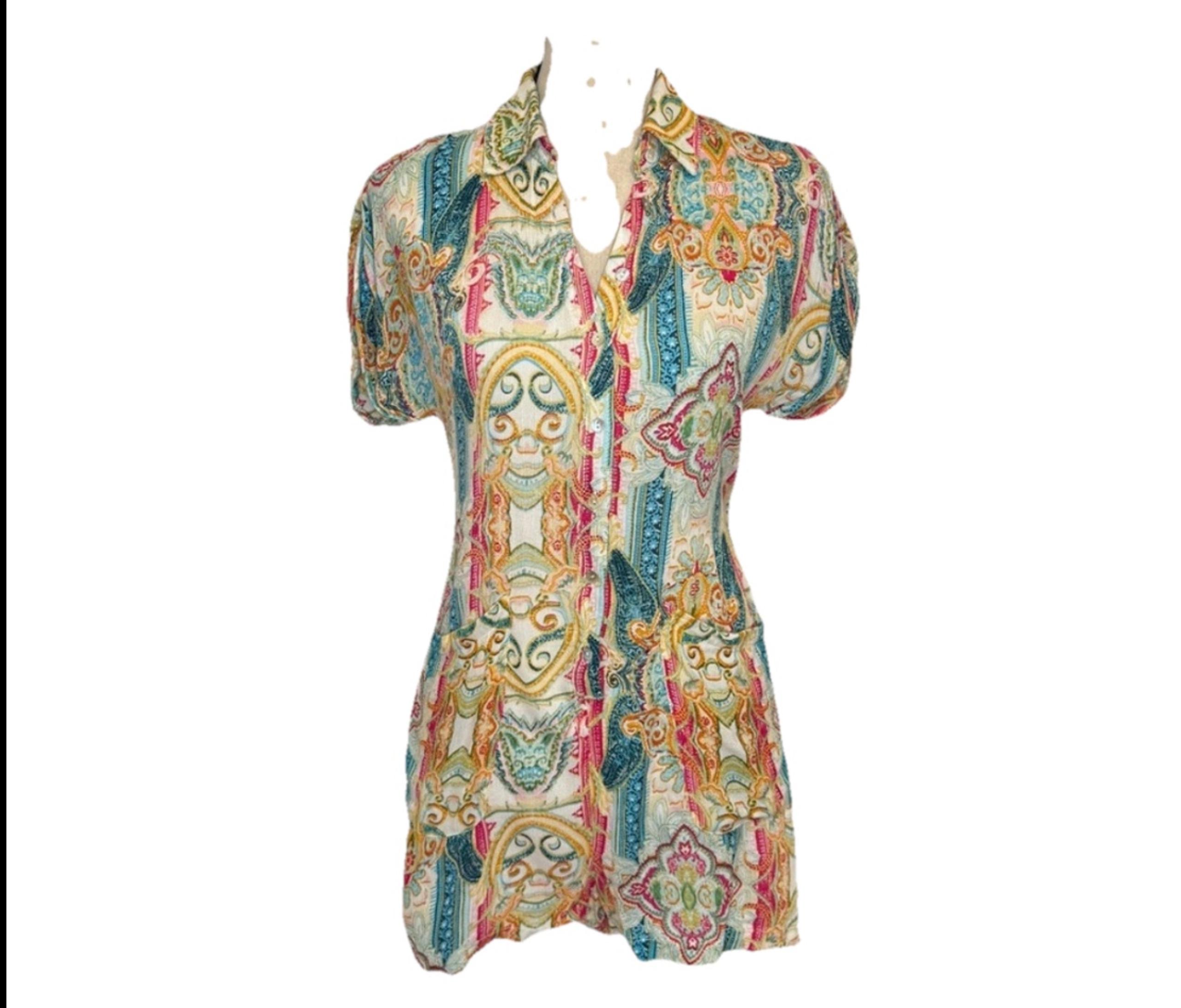 Elan multi color Patterned lightweight rayon Romper sz large new w tag vacation