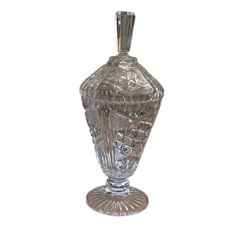 VINTAGE CRYSTAL PEDESTAL COMPOTE CANDY DISH WITH LID CLEAR & ELEGANT APPEARANCE