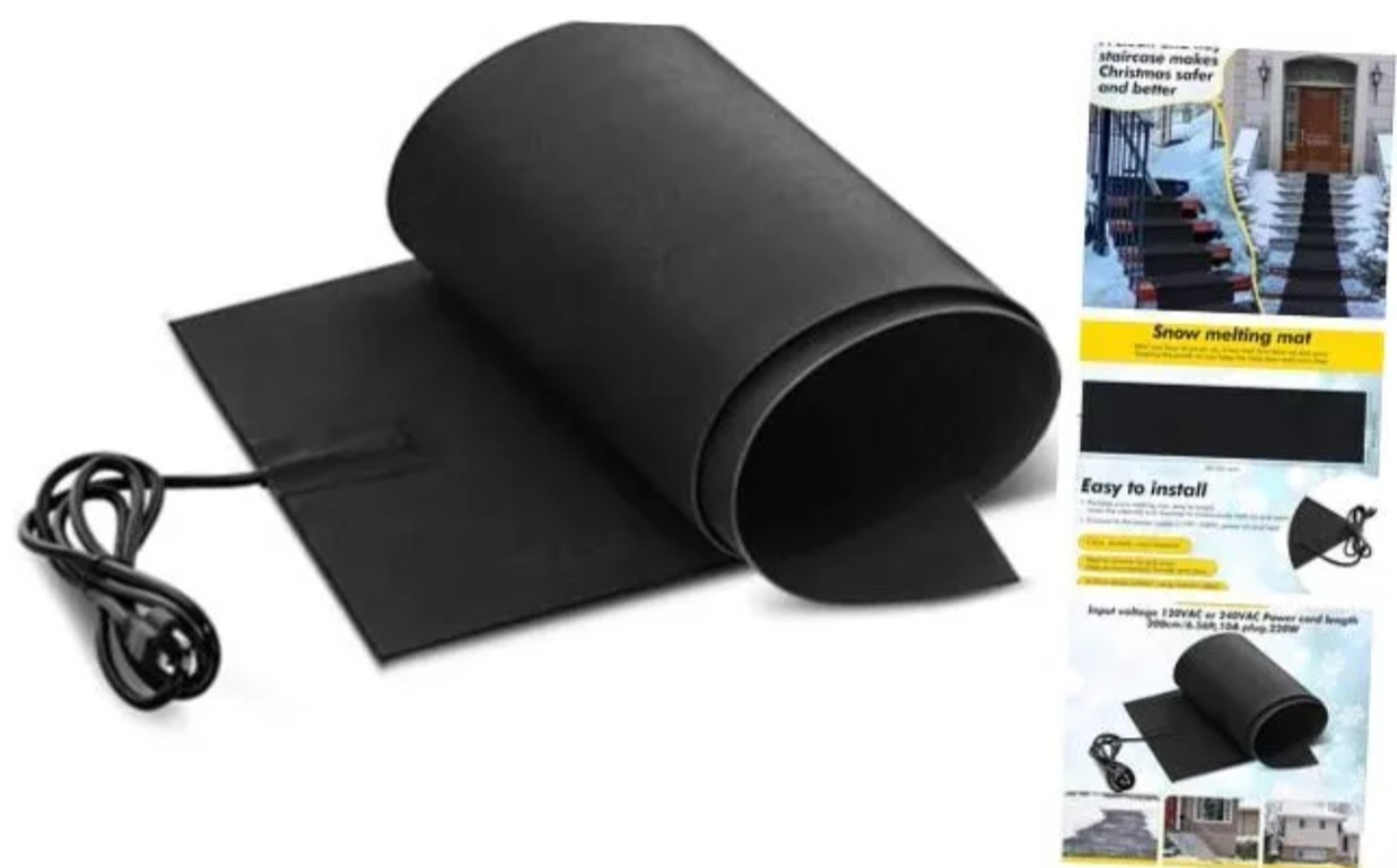 13 x 72 Inch Heated Snow Melting Mat for Walkways Roofs