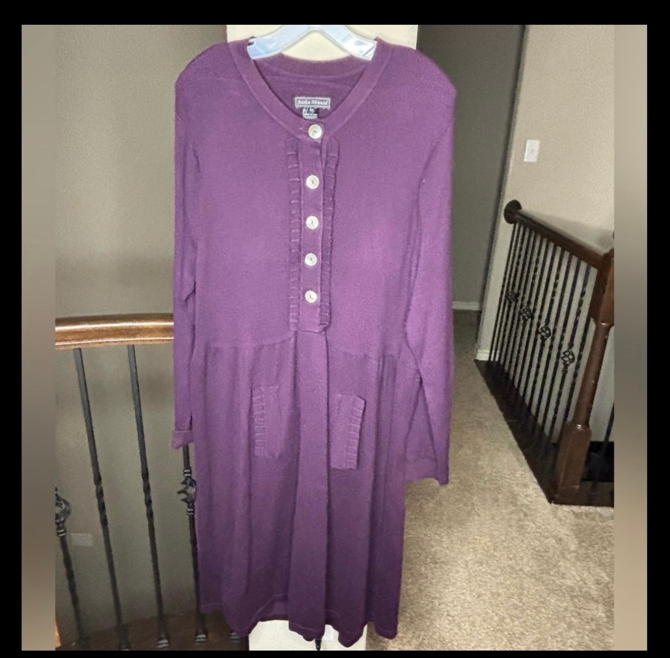 Jessica Howard Purple Long Sleeve Dress Style #JH9W6658