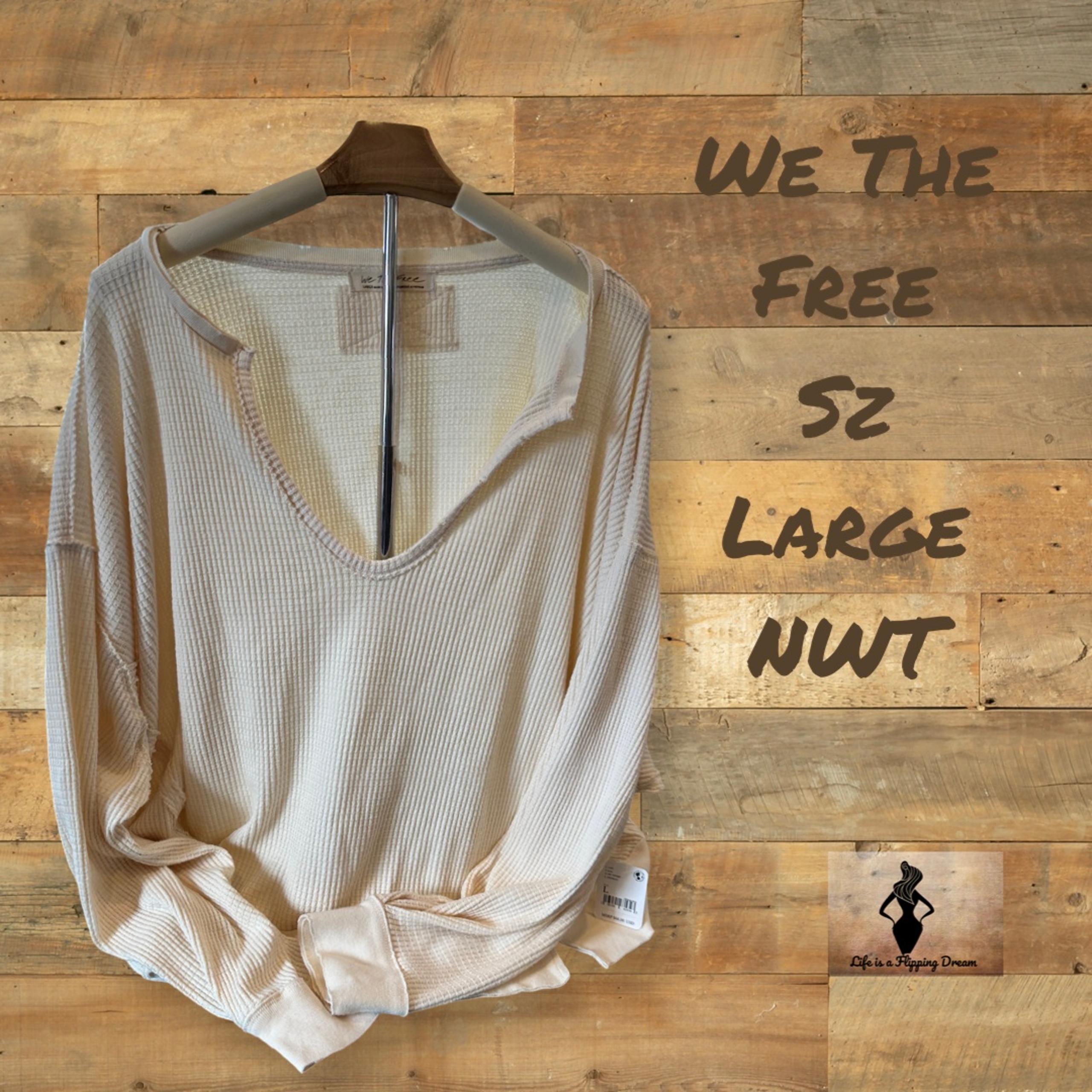 We The Free by Free People Sz Large Cream oversized Thermal New with Tags
