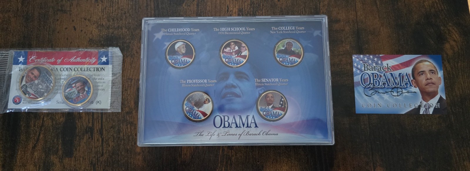 24kt Gold Plated US Barack Obama quarter set + Dollar & Half Dollar