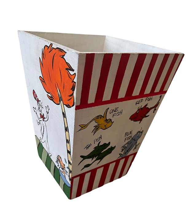 Dr Seuss Wastebasket, Wooden Cat in the Hat Wastebasket, Kids Room Trashcan xWTqAgi4V good price