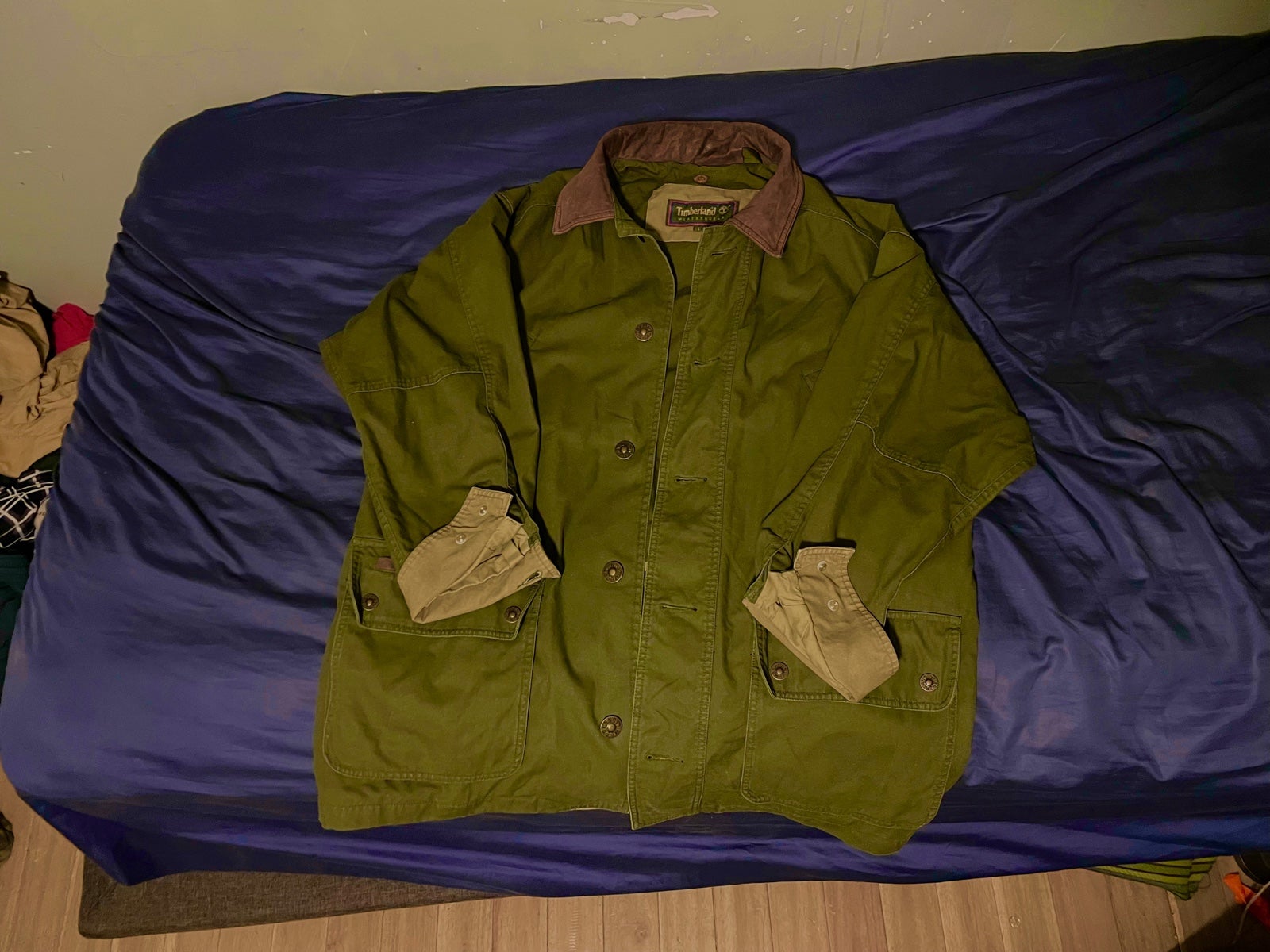 Timberland Weather Gear Green Full Button Men's Field Jacket Size L