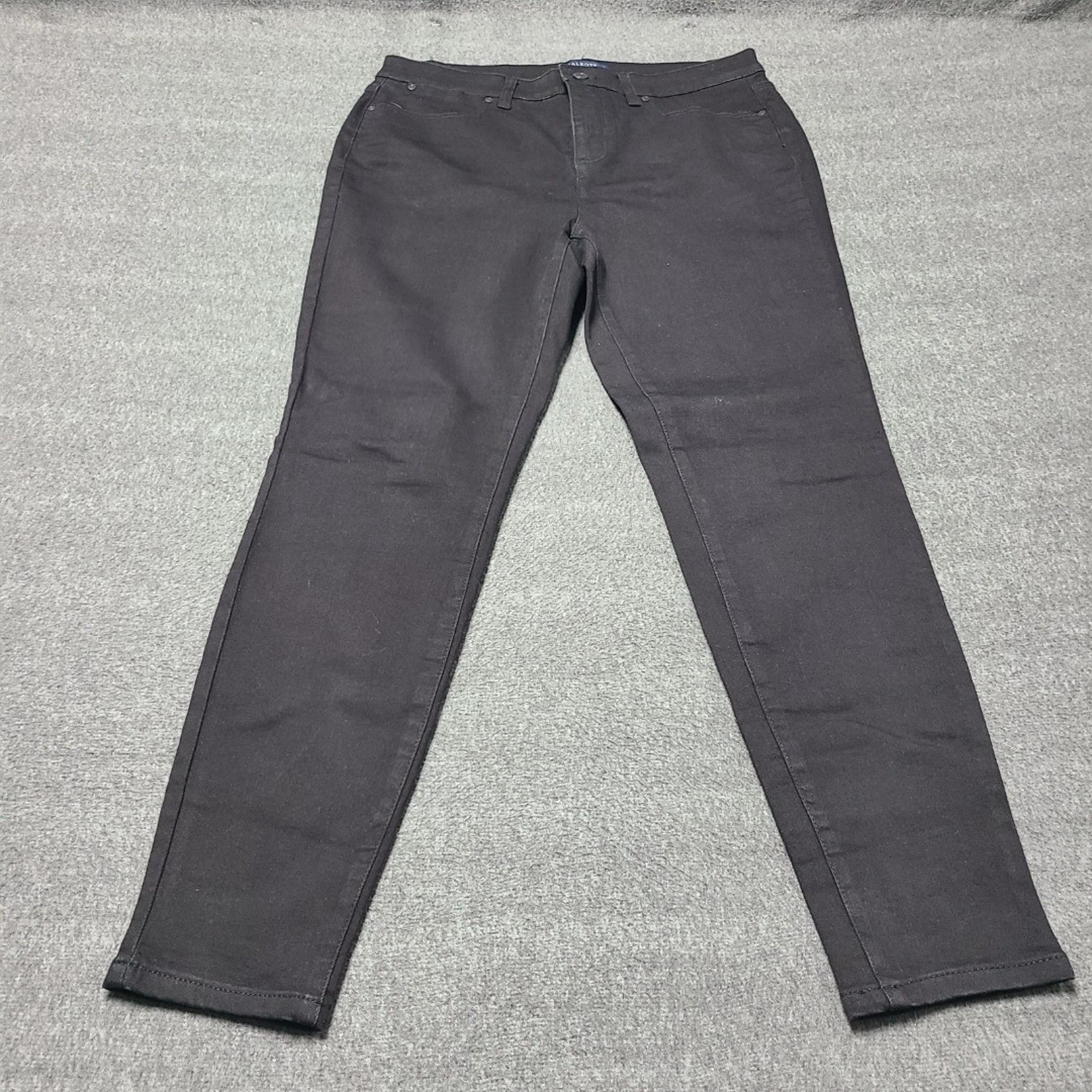 Talbots Womens Jeans 12 Black Simply Flattering 5 Pocket Slim Straight Denim