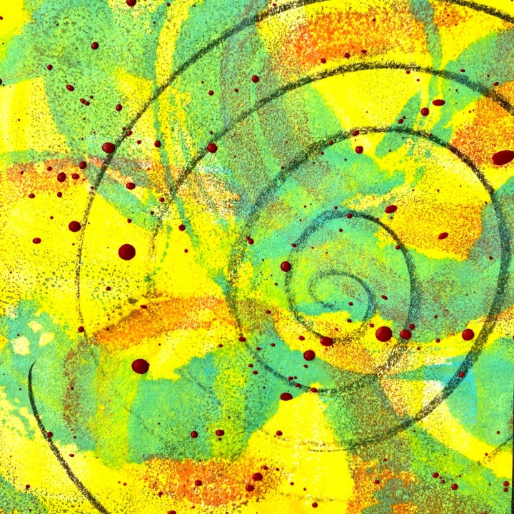 Original Art ‘Trippin’ Encaustic Wax Painting by Artist Tristina Dietz Elmes 14”