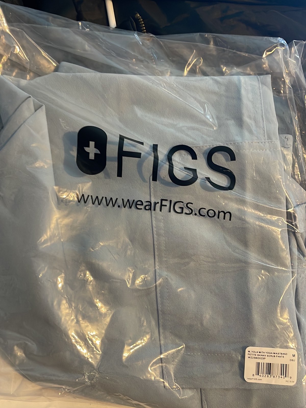 Figs Dustly blue Petite skinny scrub pants Yola waist band