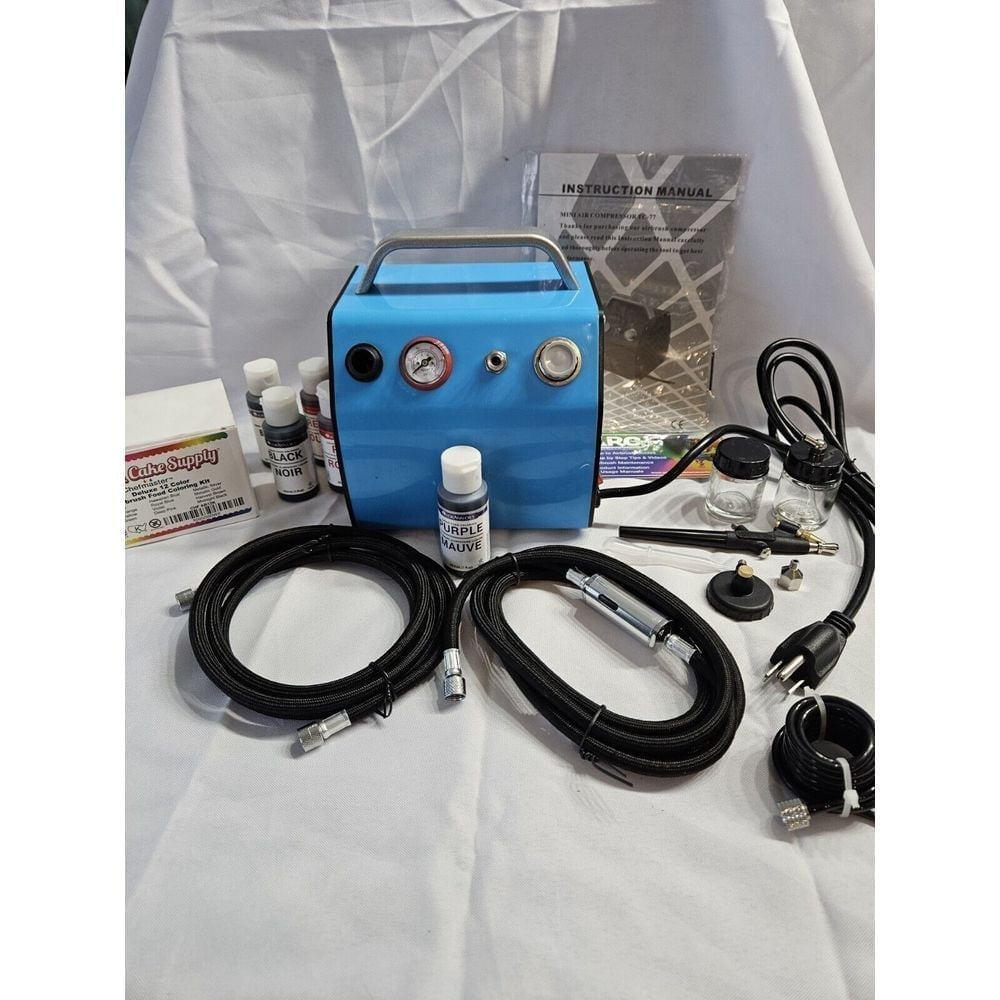 Master TC-77 Super Quiet High Performance Airbrush Air Compressor W Extras