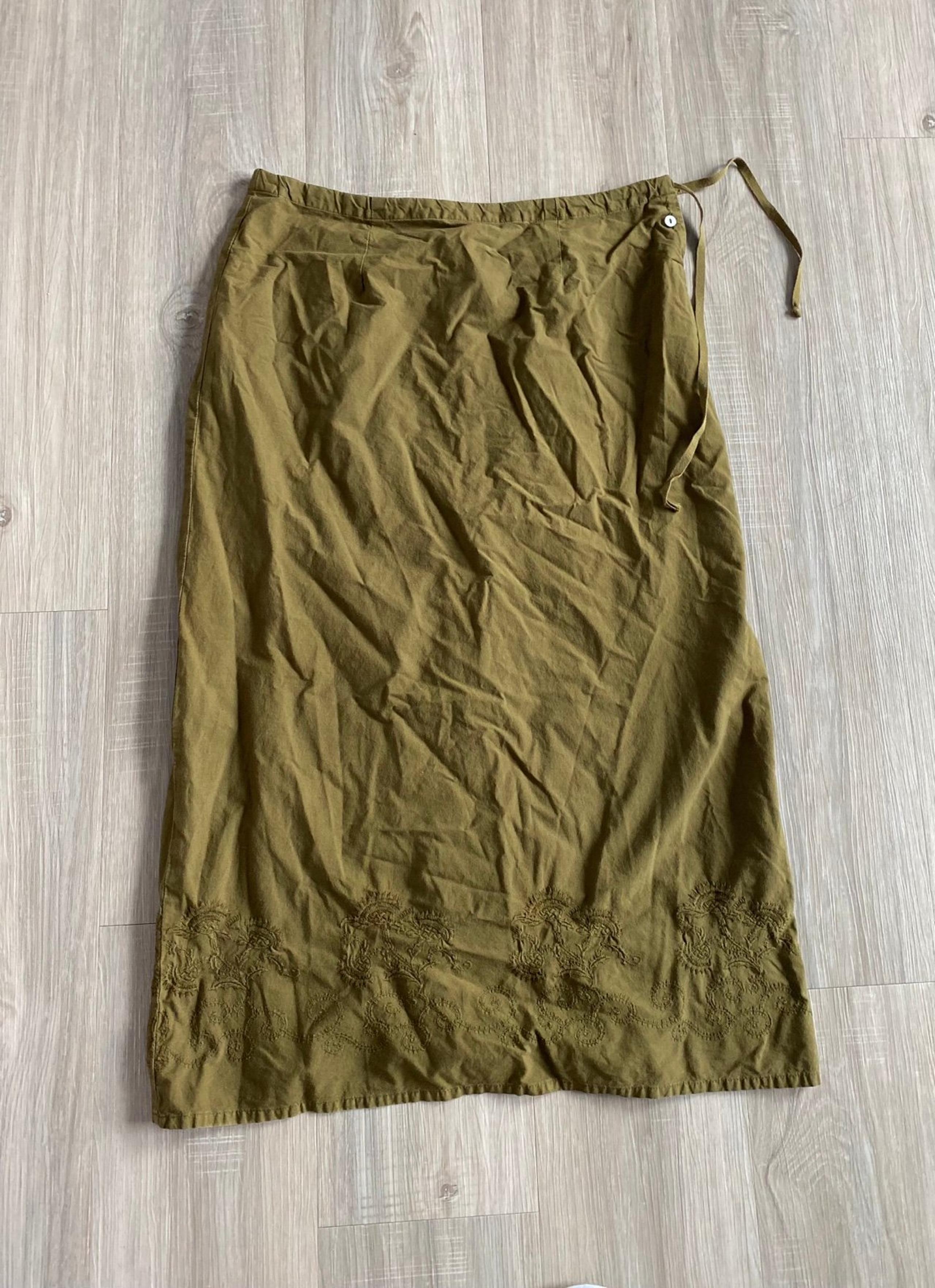 Vintage Y2K Johnny Was Fairy green cargo embroidered maxi skirt