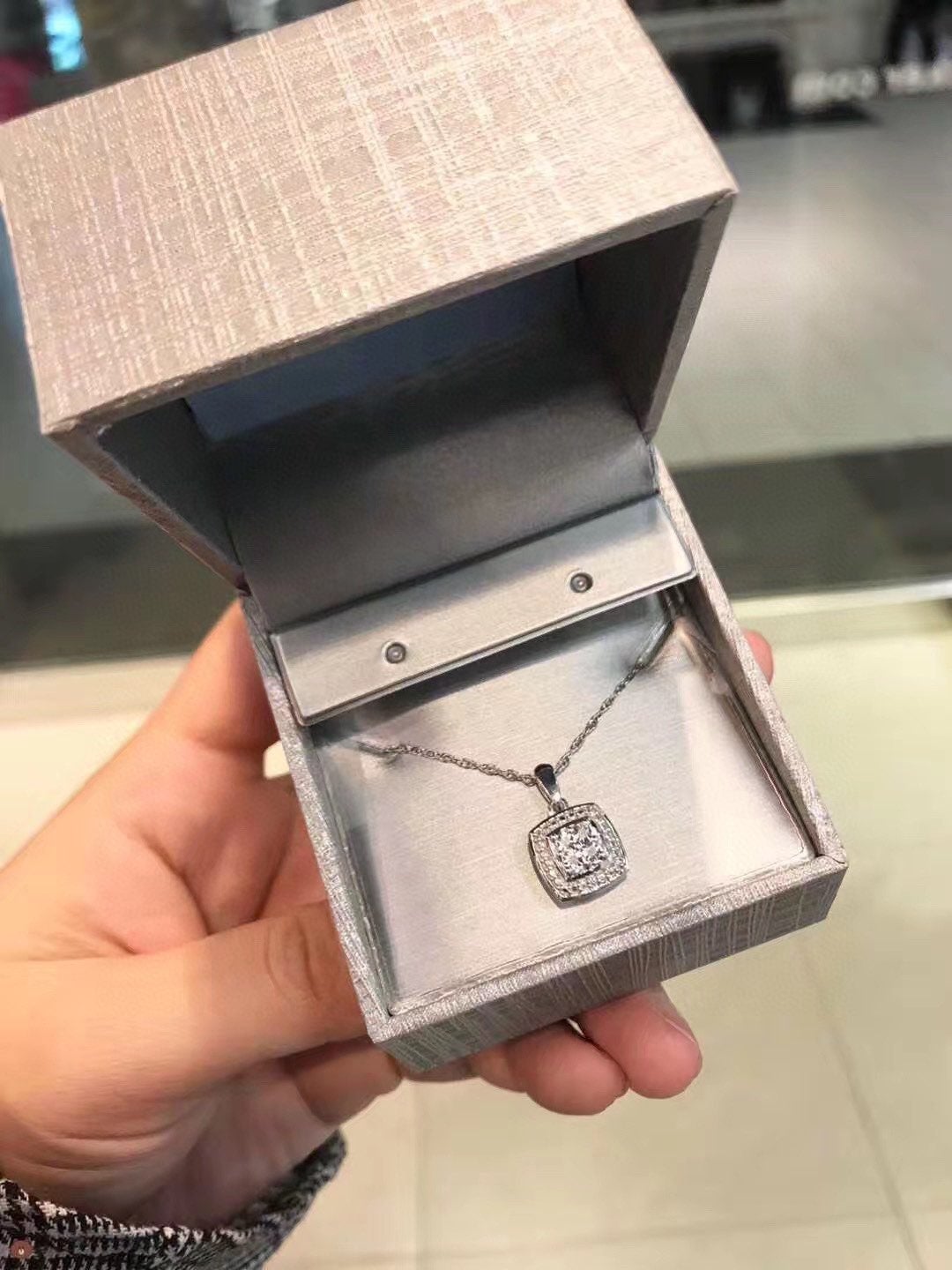 NWT Zales Diamond Accent Square Necklace