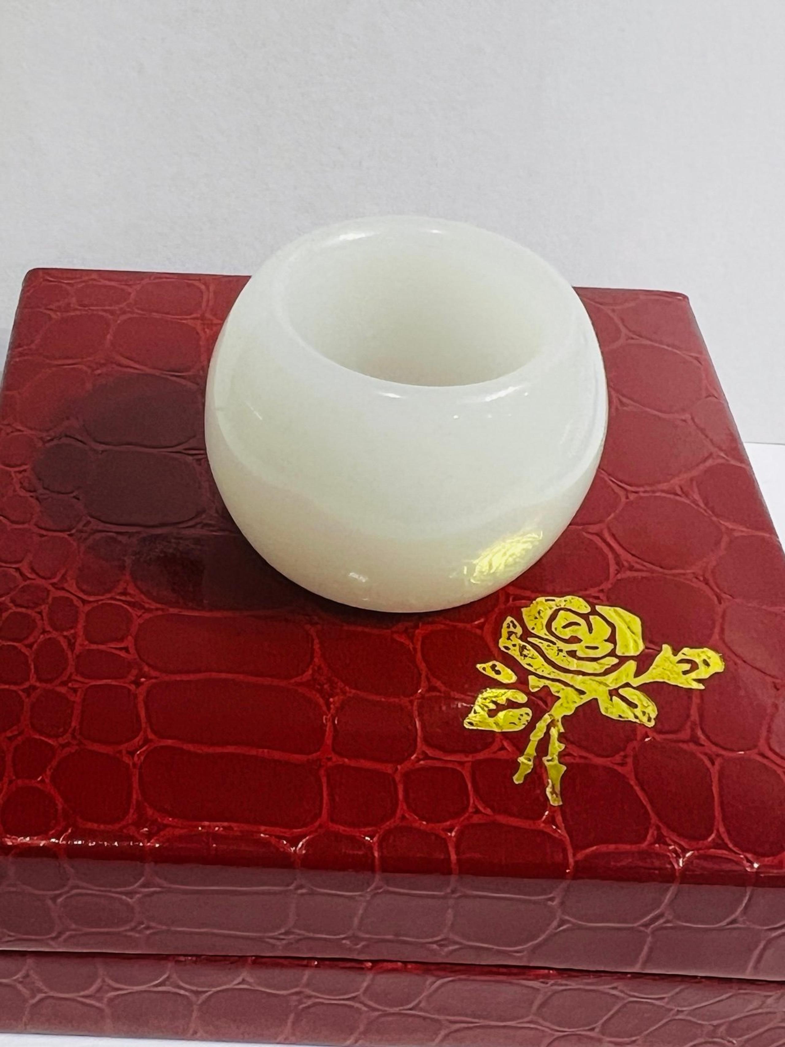 white jade ring , 
size is 14