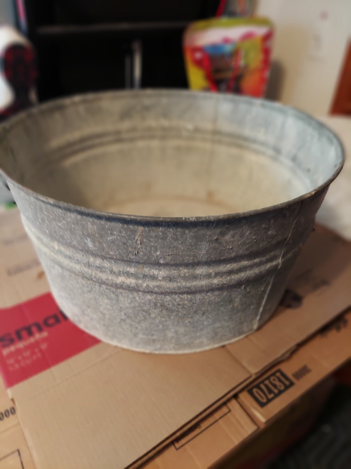 VINTAGE # 2 GALVANIZED WASH TUB FARM HOUSE DECOR 21 1/2 ACROSS