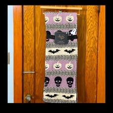 Spooky Night Pumpkins, Skulls, Bats Fair Isle Knit Jacquard Oversized Throw NWT