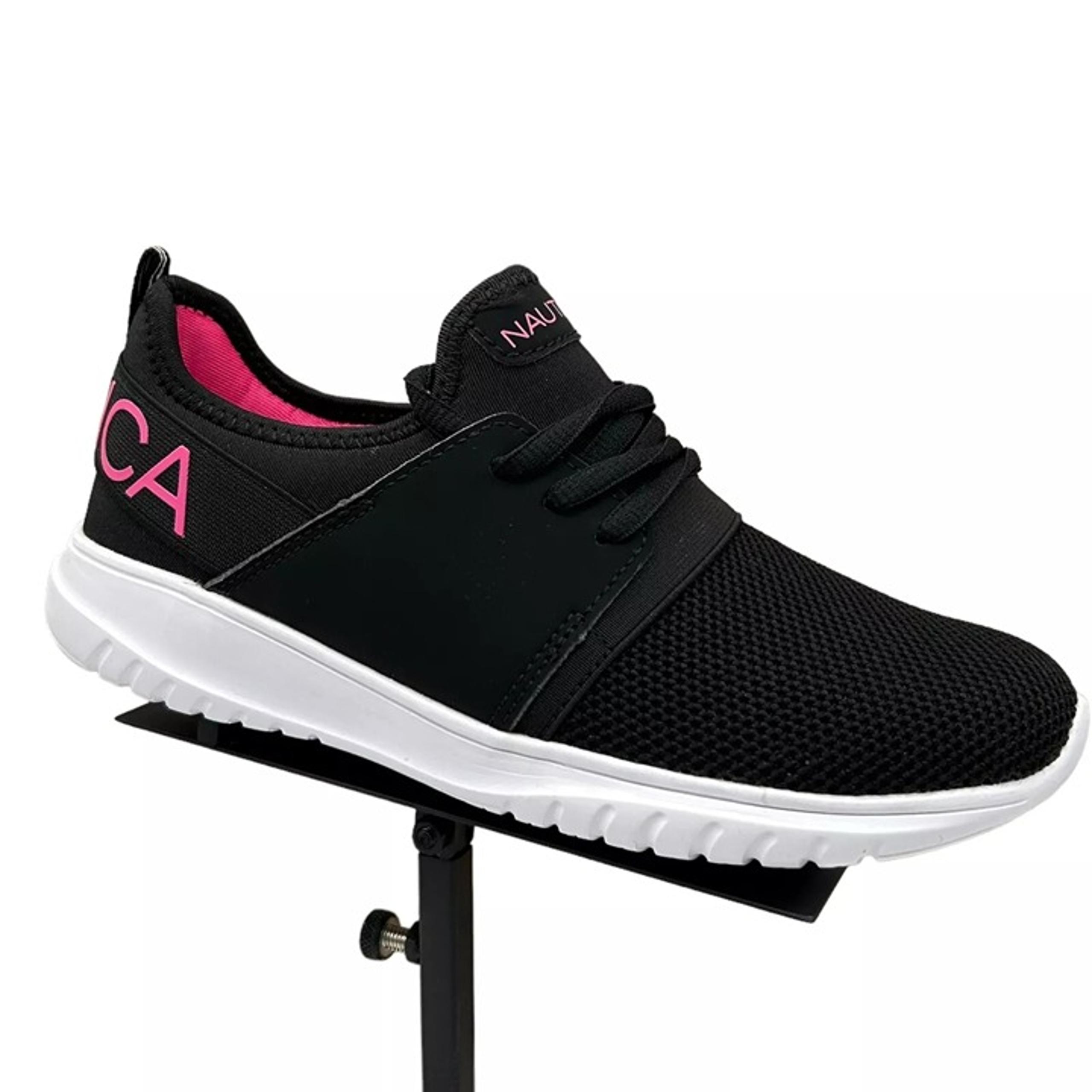 Nautica Youth Girl's Casual Sneakers Size 4 Solid Black Lightweight Lace up