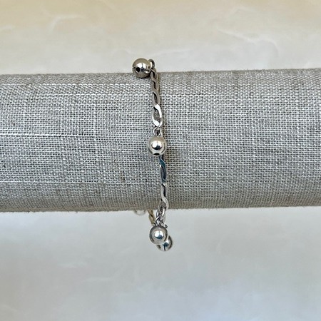 Sterling Silver Woven Bangle Bracelet with Bell Dangles SB-3703