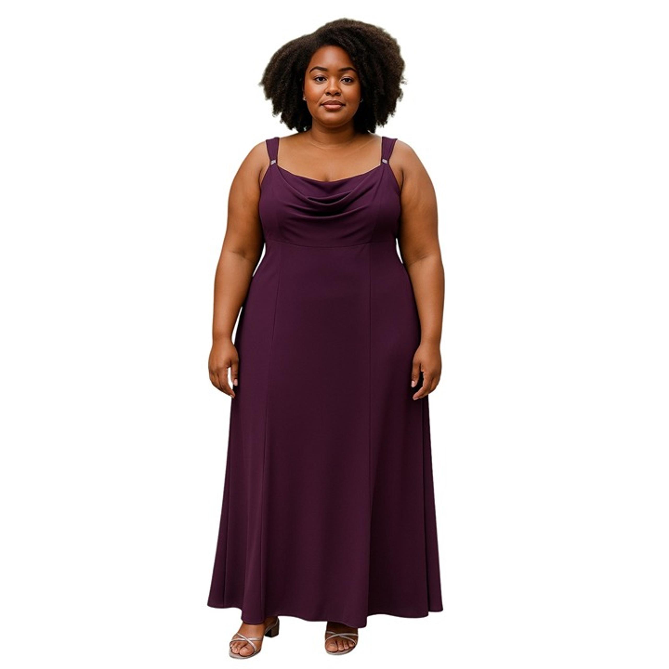 Michaelangelo Plum Bridesmaid Dress W/ Draped Neck & Train Plus Size 20