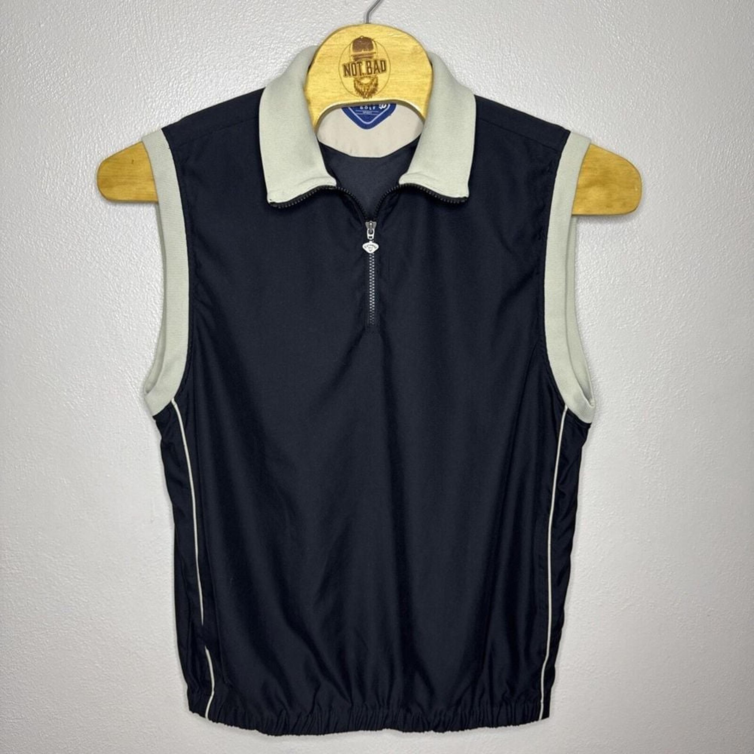 Callaway Golf Sport Vest Mens Large Black 1/4 Zip Pullover Windbreaker Pockets