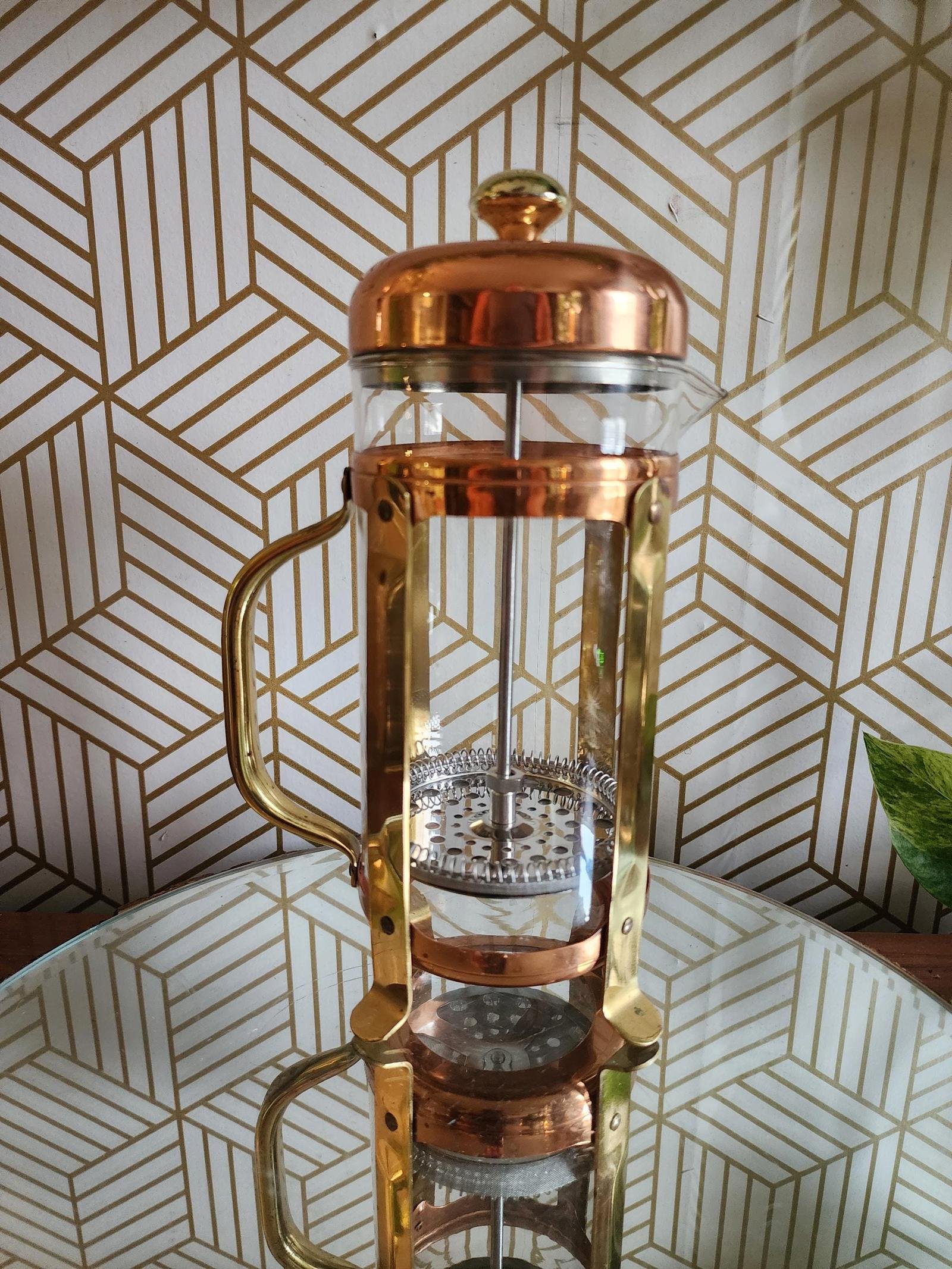 Copper and Brass Glass French Coffee Press