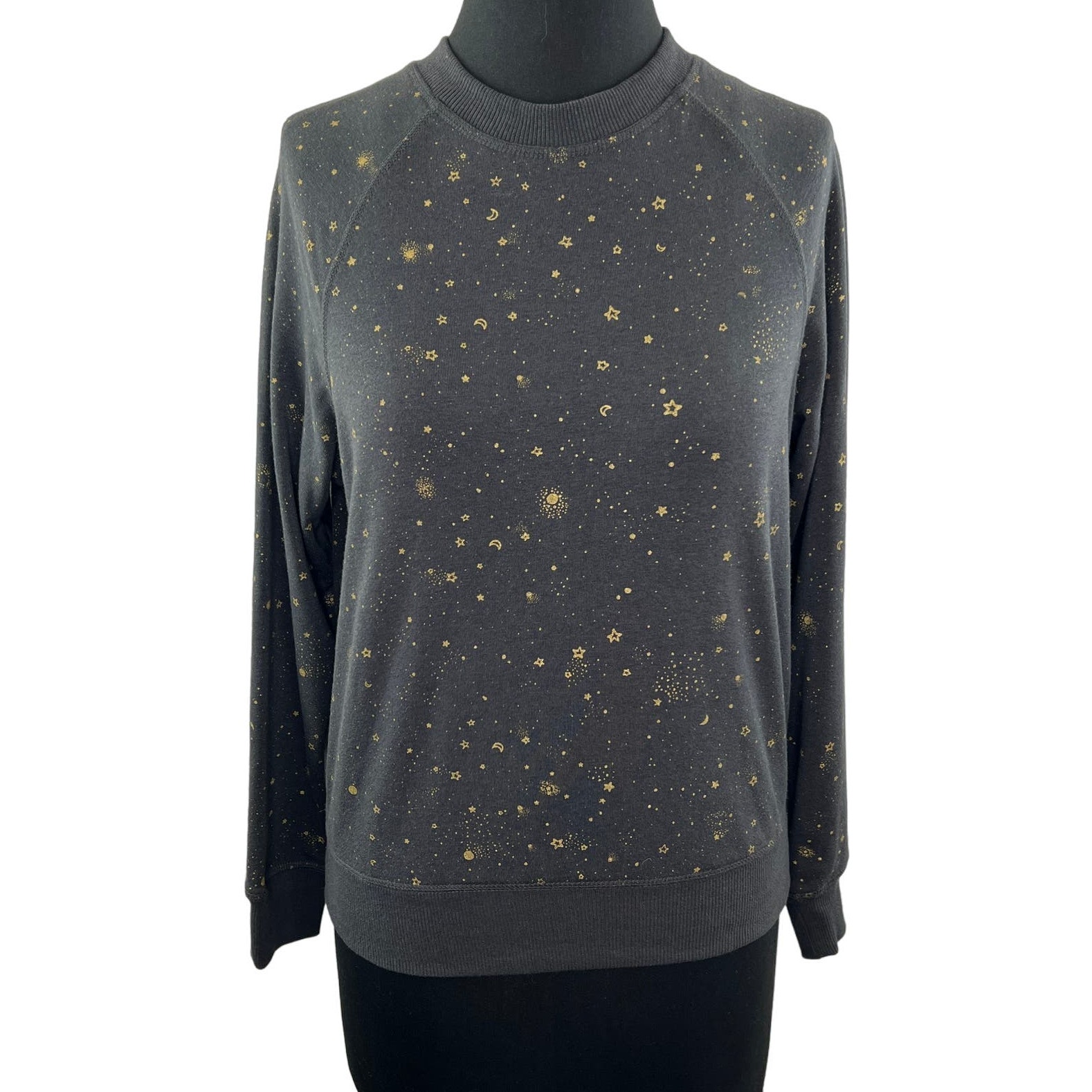 SPIRITUAL GANGSTER Gray Gold Dreamers Sky Old School Pullover Sweatshirt Size XS