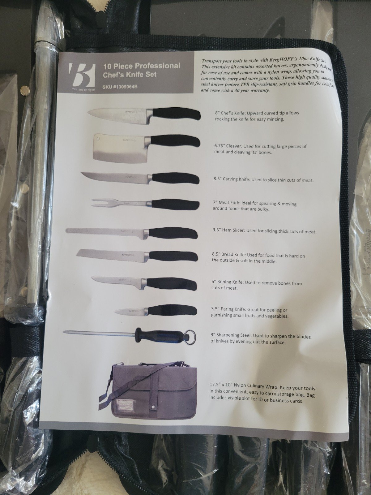 Berghoff 10 piece Professional Chef's Knife Set