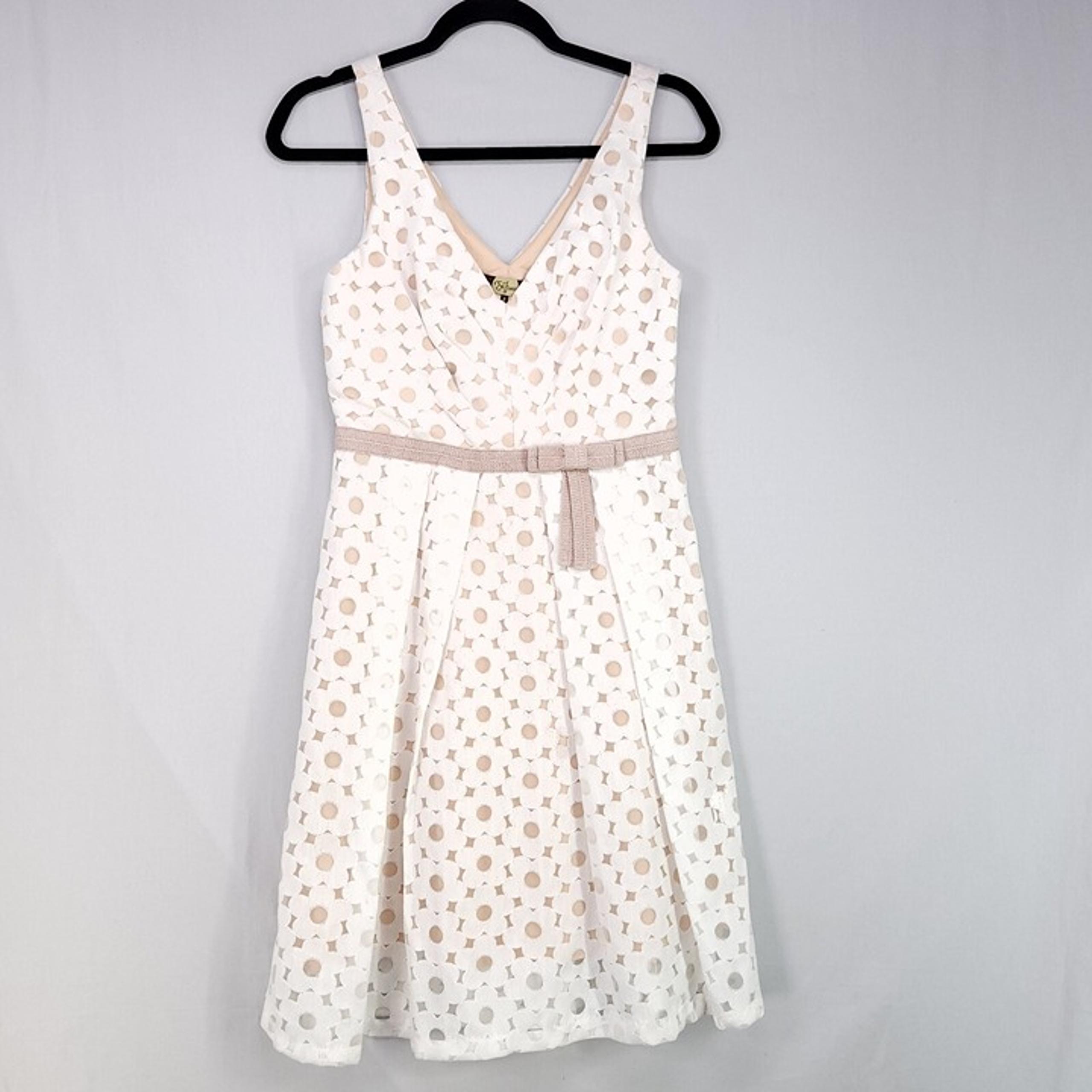 Anthropologie Eva Franco Fit & Flare Dress Size 6 Lace Overlay Light Academia
